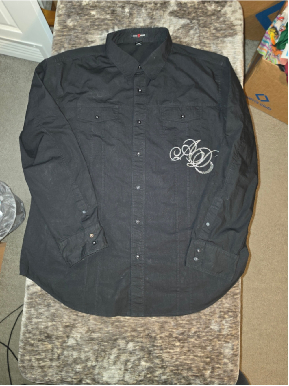Artful Dodger Men’s 4XL Black Embroidered Eagle Shirt Y2K Hip Hop Streetwear
